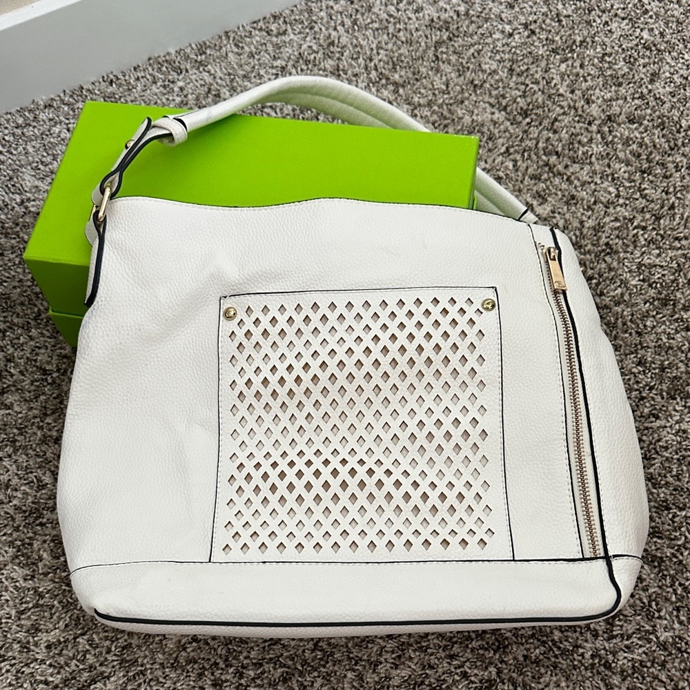 Blush White Perforated Shoulder Bag